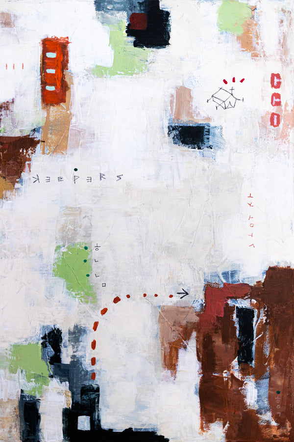 Moody Green Abstract Wall Art — Large Original Oil Painting, Textured Canvas — "Keepers" (16"x20" | 41x51cm)