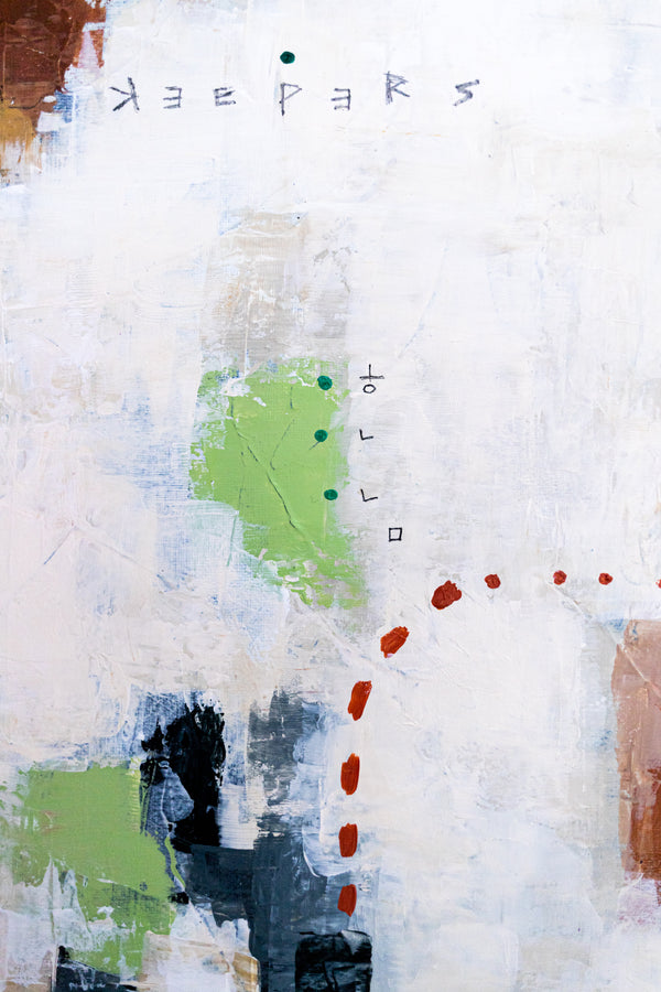 Moody Green Abstract Wall Art — Large Original Oil Painting, Textured Canvas — "Keepers" (16"x20" | 41x51cm)