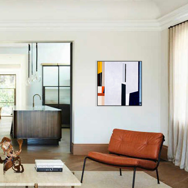 Original Abstract Paintings, Geometric Minimalism Modern Canvas Wall Art | Komp (30"x30")