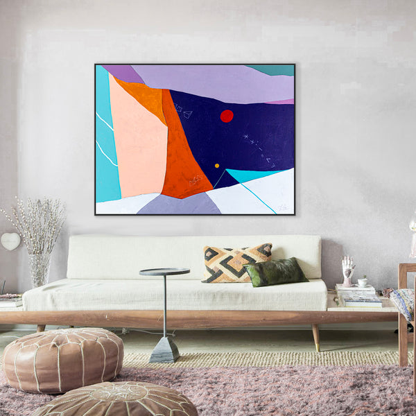 Large Original Abstract Painting in Acrylic, Symbolic Expression Large Colorful Modern Canvas Wall Art | Kusnoci