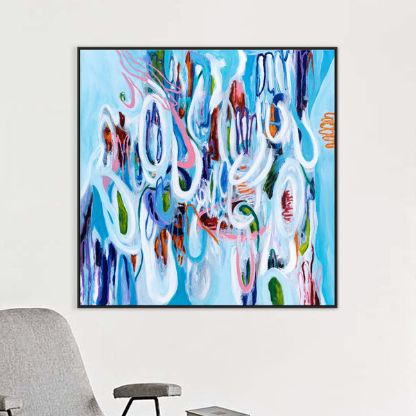 Vivid Depiction of Ebb and Flow in Original Contemporary Abstract Modern Painting | Kyma (48"x48")