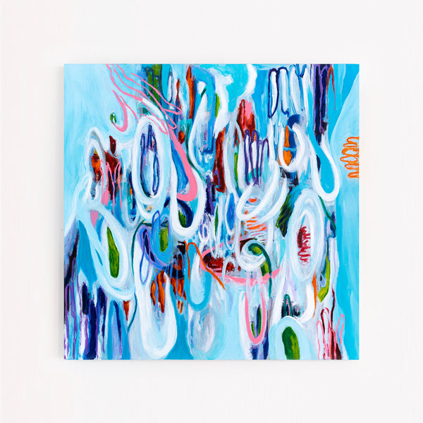 Vivid Depiction of Ebb and Flow in Original Contemporary Abstract Modern Painting | Kyma (48"x48")