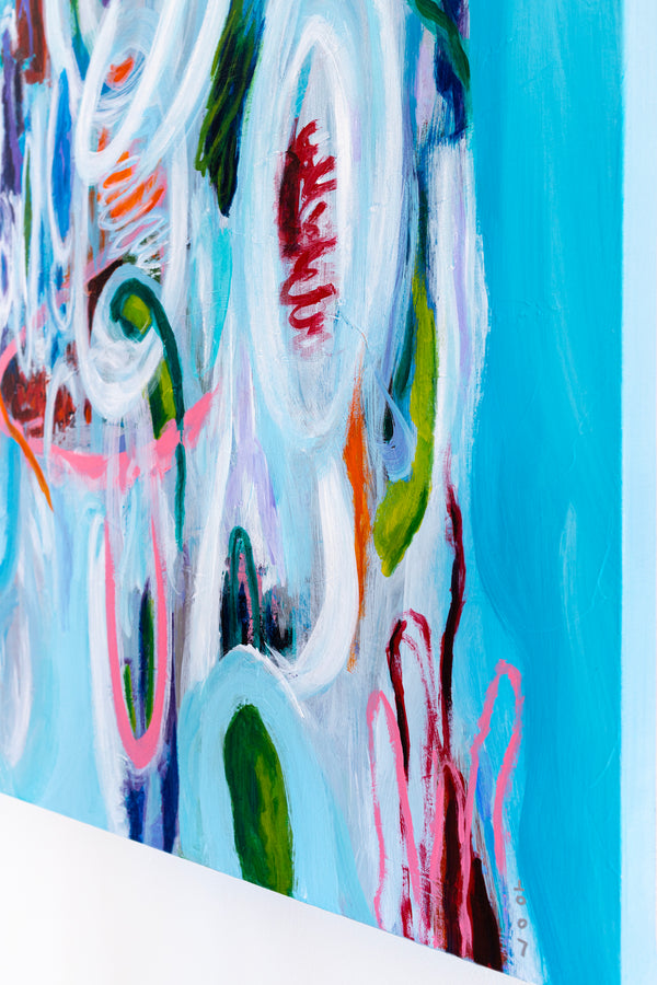 Vivid Depiction of Ebb and Flow in Original Contemporary Abstract Modern Painting | Kyma (48"x48")