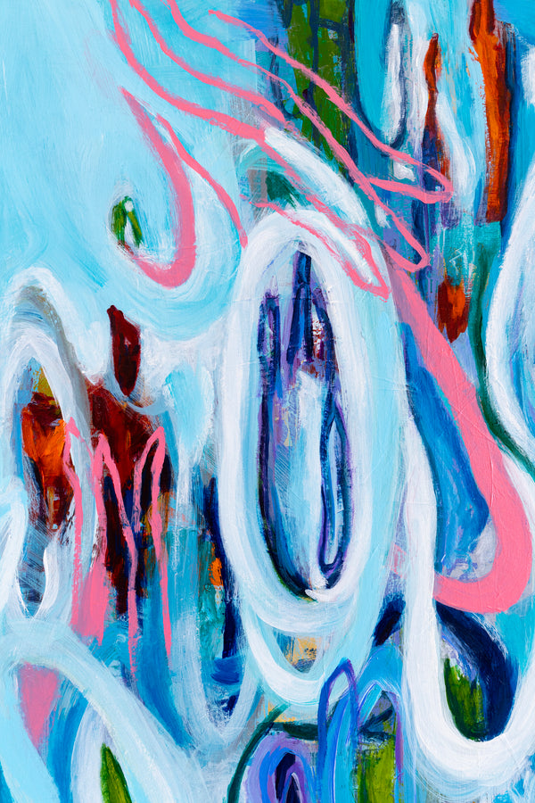 Vivid Depiction of Ebb and Flow in Original Contemporary Abstract Modern Painting | Kyma (48"x48")