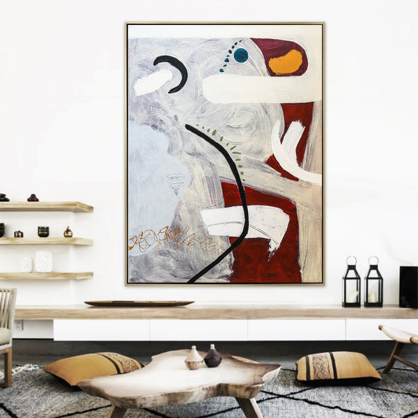 Playful Abstract Original Acrylic Painting Infused with Bright Imagery, Modern Canvas Wall Art | Lean on by chance