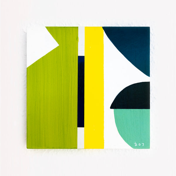 Abstract Painting – Original Wall Art – Acrylic & Oil Paint on Wood – Modern Textured Geometric Painting – "Lehm II" – 8"x8" (20x20cm)
