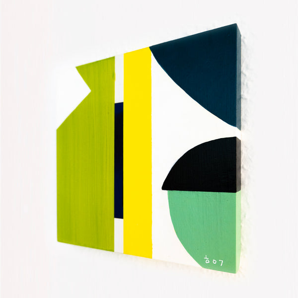 Abstract Painting – Original Wall Art – Acrylic & Oil Paint on Wood – Modern Textured Geometric Painting – "Lehm II" – 8"x8" (20x20cm)