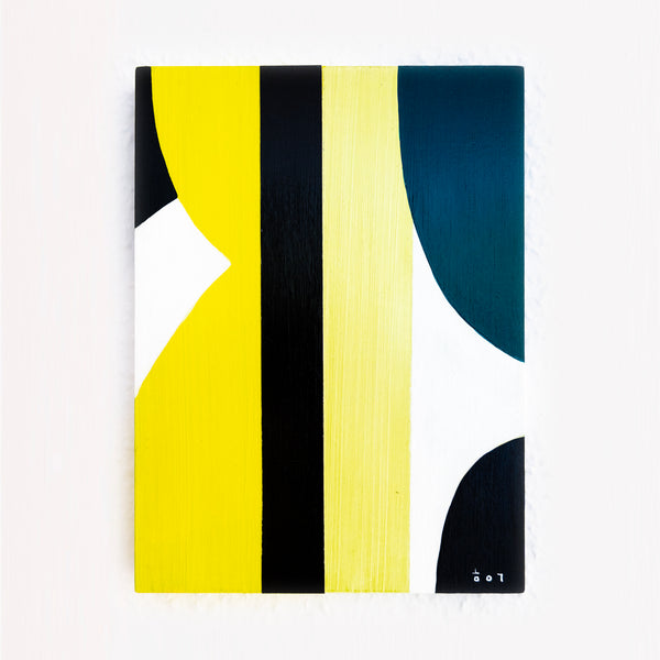 Abstract Painting – Original Wall Art – Acrylic & Oil Paint on Wood – Modern Textured Geometric Painting – "Lehm I" – 7"x9.5" (18x24cm)