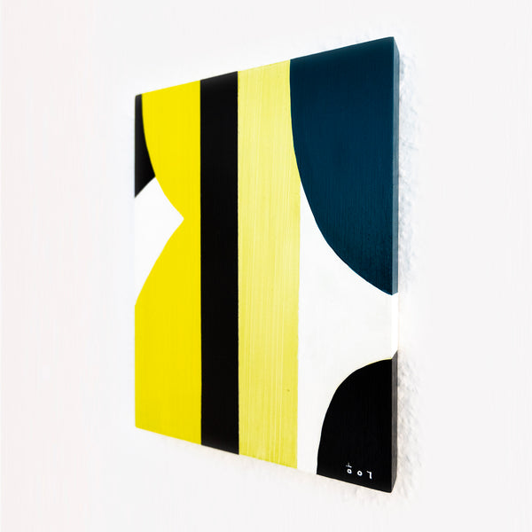 Abstract Painting – Original Wall Art – Acrylic & Oil Paint on Wood – Modern Textured Geometric Painting – "Lehm I" – 7"x9.5" (18x24cm)