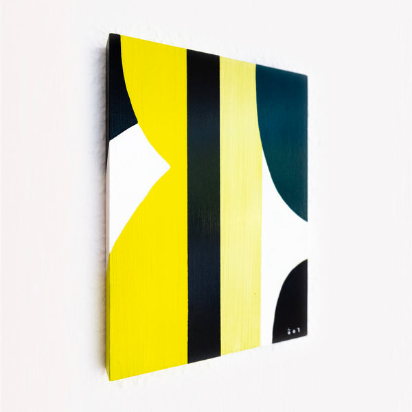 Abstract Painting – Original Wall Art – Acrylic & Oil Paint on Wood – Modern Textured Geometric Painting – "Lehm I" – 7"x9.5" (18x24cm)