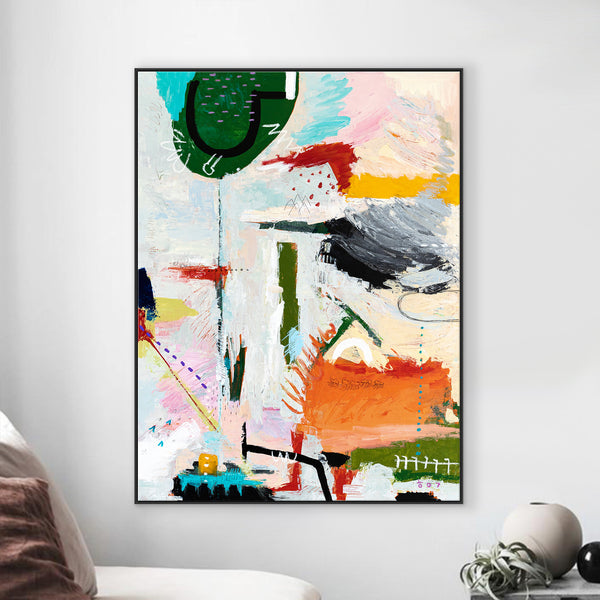 Modern Contemporary Original Abstract Painting, Acrylic, Oil Pastels & Pencils in Vibrant Colors | Lepitus (30"x40")