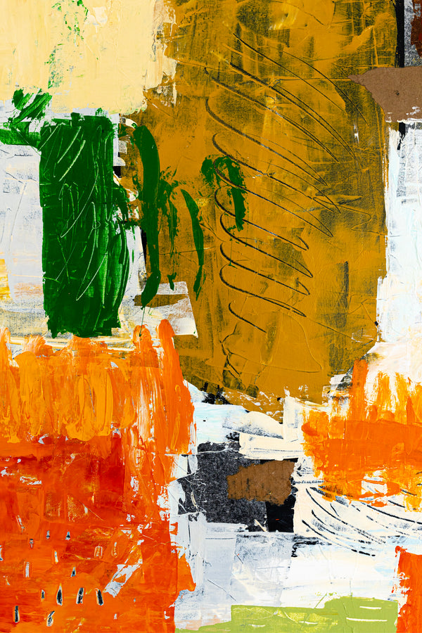 Large Modern Contemporary Original Abstract Painting, Orange Acrylic & Mixed Media | Leporem (48"x48")