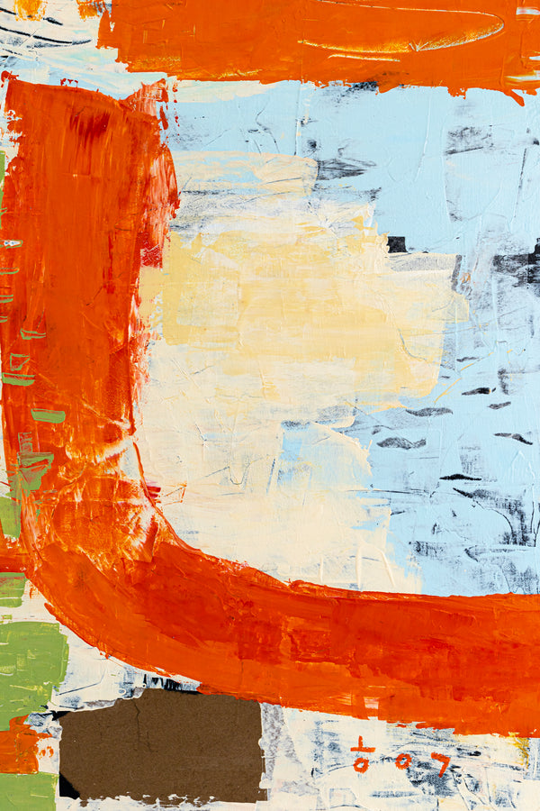 Large Modern Contemporary Original Abstract Painting, Orange Acrylic & Mixed Media | Leporem (48"x48")
