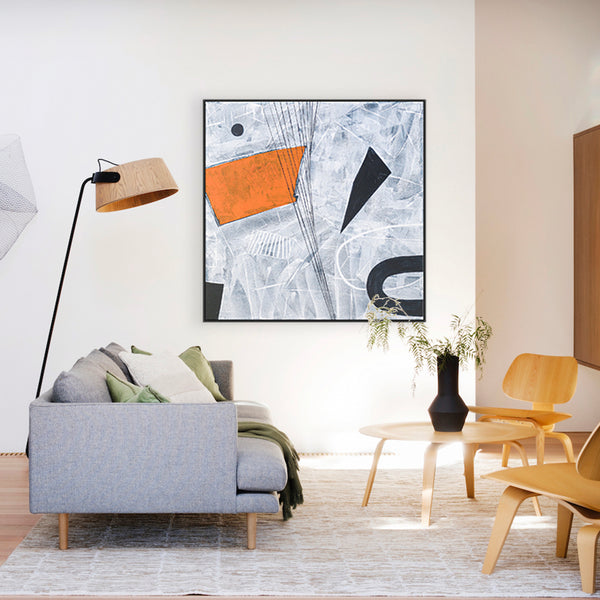 Original Abstract Acrylic Painting with Pictorial Elements, Minimalistic Large Modern Canvas Wall Art | Lethe