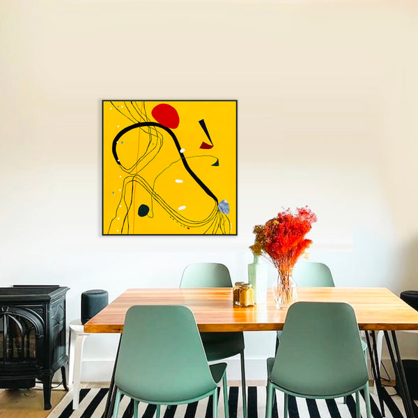 Yellow Canvas of Harmony on Canvas Wall Art, Modern Abstract Original Painting in Oil and Mixed Media | Libera (36"x36")