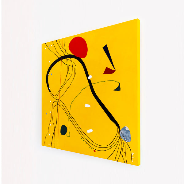 Yellow Canvas of Harmony on Canvas Wall Art, Modern Abstract Original Painting in Oil and Mixed Media | Libera (36"x36")