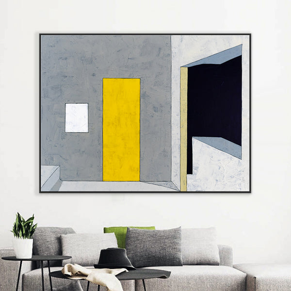 Geometric Minimalist in Abstract Acrylic Painting, Contemporary Simple Original Modern Canvas Wall Art | Limina
