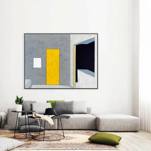Geometric Minimalist in Abstract Acrylic Painting, Contemporary Simple Original Modern Canvas Wall Art | Limina