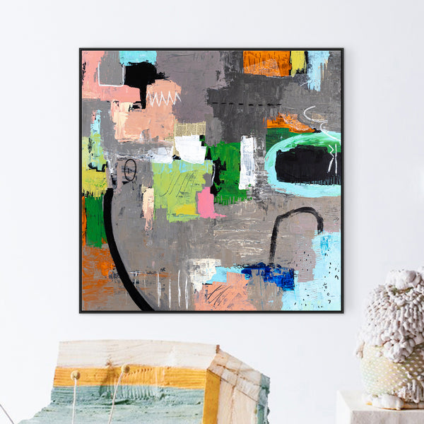 Creative Abstract Colorful Painting, A Bold Contemporary Expressionism Wall Art | Belle II (48"x48")