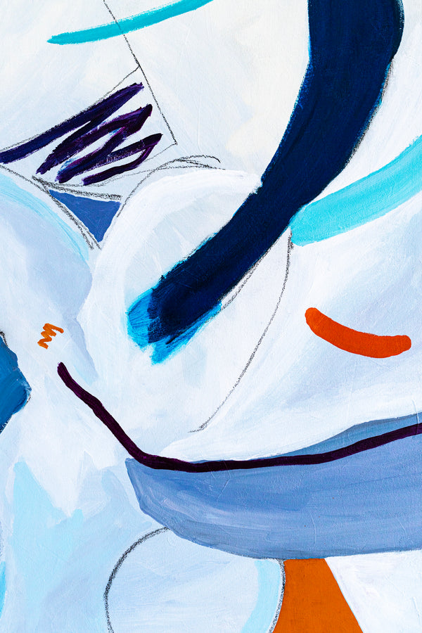 Original Abstract Blue Painting Cool Modern Canvas Wall Art | Lithme (36"x36")