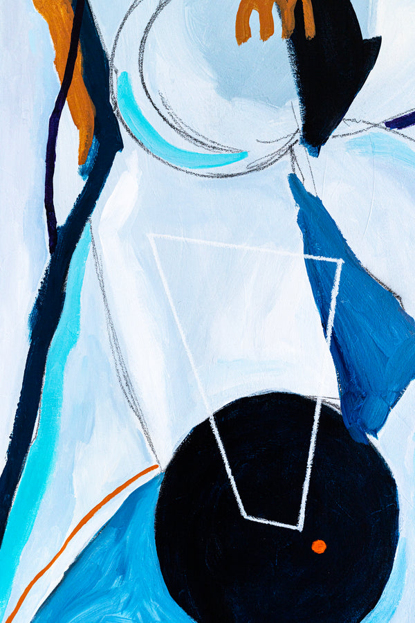 Original Abstract Blue Painting Cool Modern Canvas Wall Art | Lithme (36"x36")