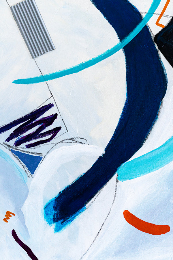 Original Abstract Blue Painting Cool Modern Canvas Wall Art | Lithme (36"x36")