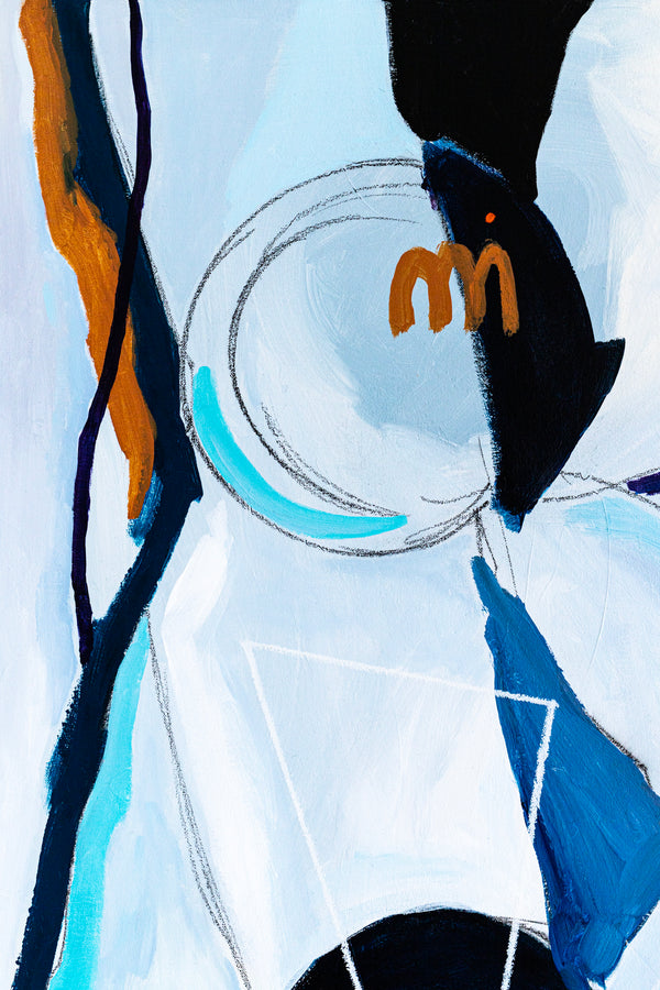 Original Abstract Blue Painting Cool Modern Canvas Wall Art | Lithme (36"x36")