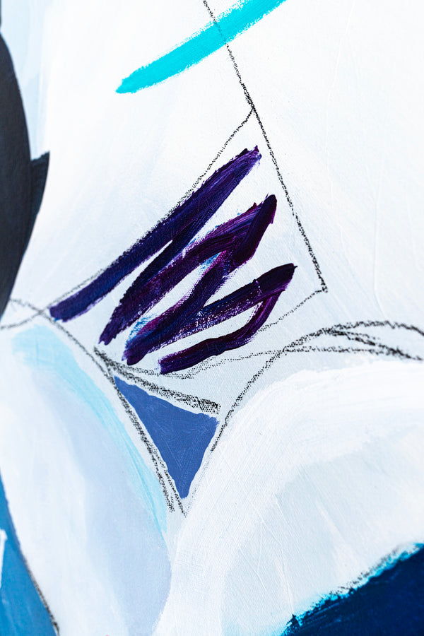 Original Abstract Blue Painting Cool Modern Canvas Wall Art | Lithme (36"x36")