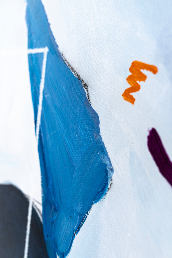 Original Abstract Blue Painting Cool Modern Canvas Wall Art | Lithme (36"x36")