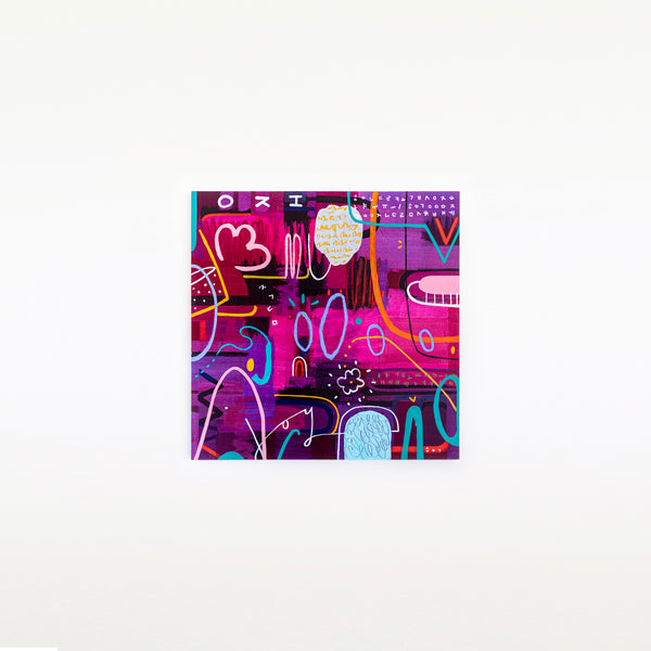 Large Abstract Pop Composition Painting in Acrylic, A Striking Modern Contemporary Canvas Wall Art | Locked in magenta (46"x46")