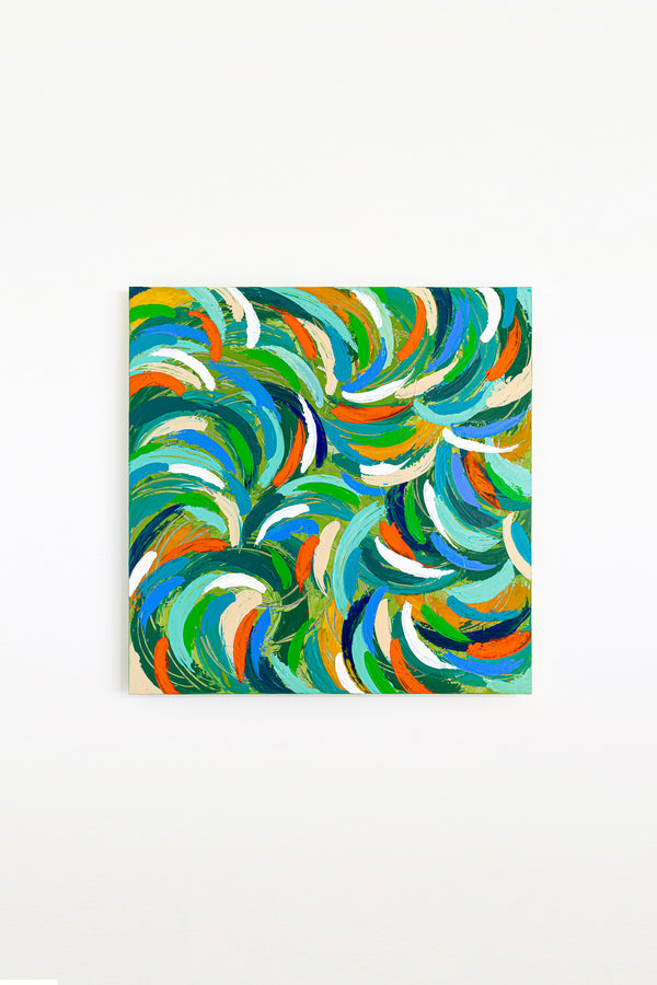 Dynamic Colorful Abstract Painting, Modern Canvas Wall Art to Ignite Your Imagination | Locomotion in color I (40"x40")