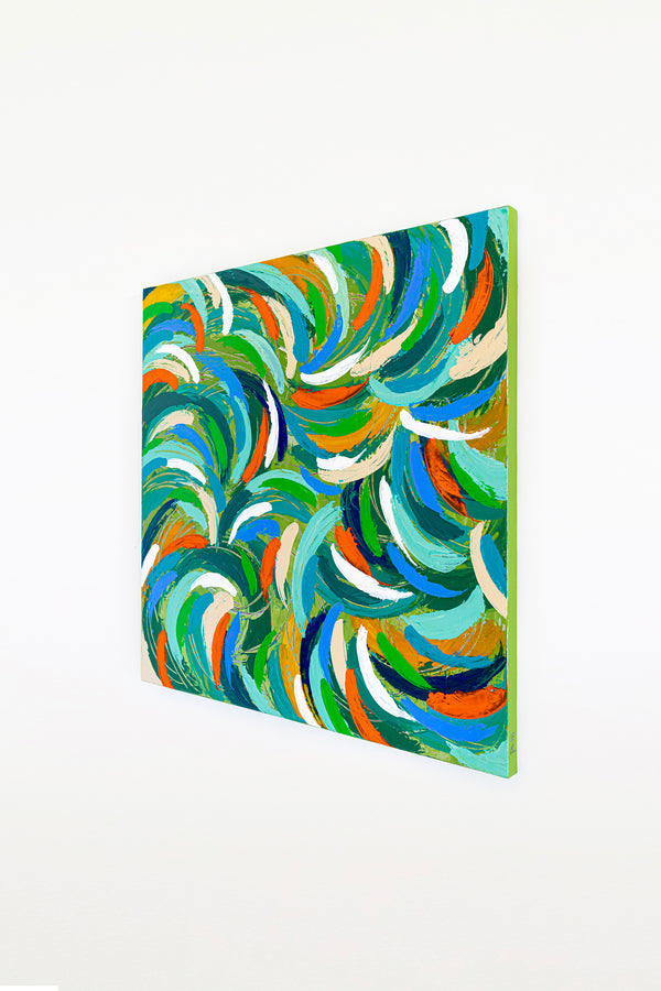 Dynamic Colorful Abstract Painting, Modern Canvas Wall Art to Ignite Your Imagination | Locomotion in color I (40"x40")