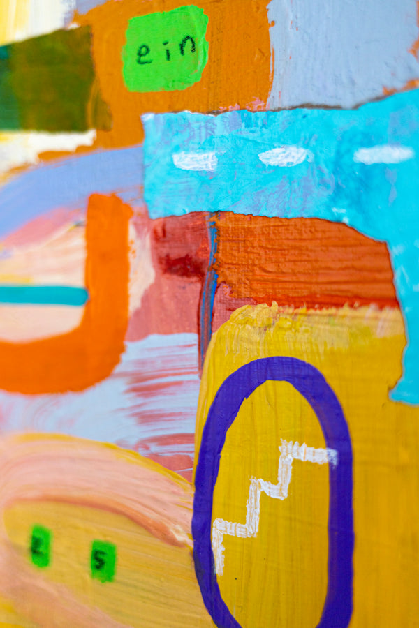 Abstract Painting – Original Wall Art – Acrylic Oil Painting & Mixed Media on Canvas – Modern Playful Bright – "Ludus II" – 16"x16" (40x40cm)