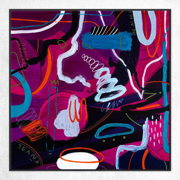 Original Abstract Colorful Painting Unique Modern Canvas Wall Art | Magenta Pop (36"x36")