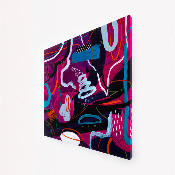 Original Abstract Colorful Painting Unique Modern Canvas Wall Art | Magenta Pop (36"x36")