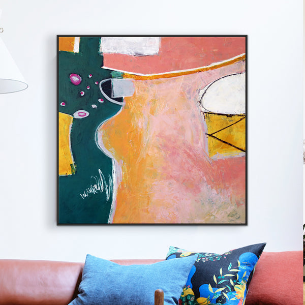 Original Abstract Modern Painting, Large Canvas Wall Art Filled with Expressive Marks and Shapes | Magician's table