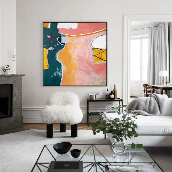 Original Abstract Modern Painting, Large Canvas Wall Art Filled with Expressive Marks and Shapes | Magician's table