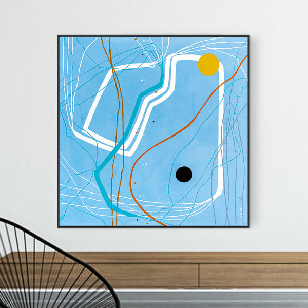 Sky Blue Oasis of Calm, Modern Abstract Oil & Acrylic Painting, Canvas Wall Art in Contemporary Style | Mare (48"x48")