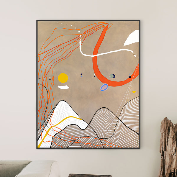 Minimal Abstract Original Painting, Extra Large Canvas Wall Art Fusing Acrylic & Oil Paint | Melody of the wind (48"x60")