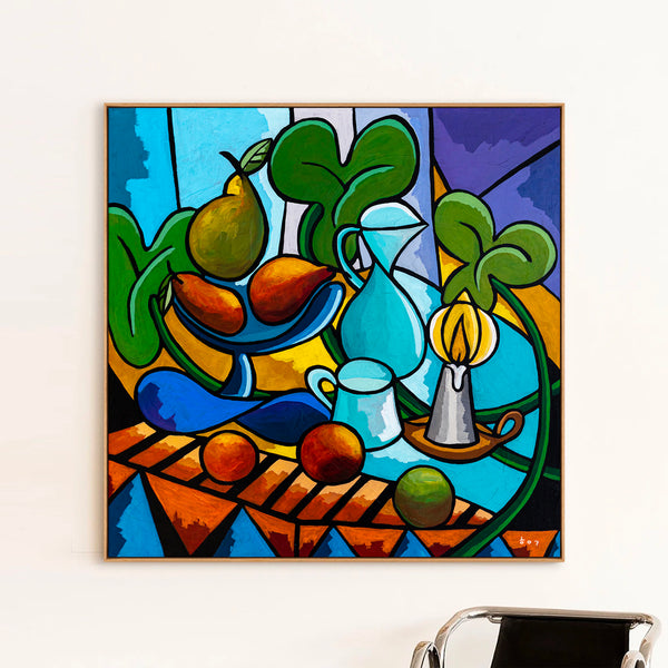 Abstract Painting - Original Wall Art – Large Oil & Acrylic on Canvas – Minimalist Abstract Wall Art – Mensa Lucis (40"x40" | 101x101cm)