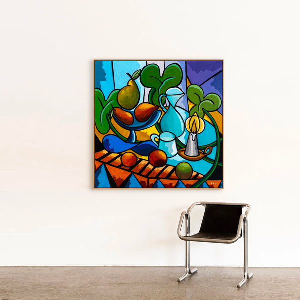 Abstract Painting - Original Wall Art – Large Oil & Acrylic on Canvas – Minimalist Abstract Wall Art – Mensa Lucis (40"x40" | 101x101cm)