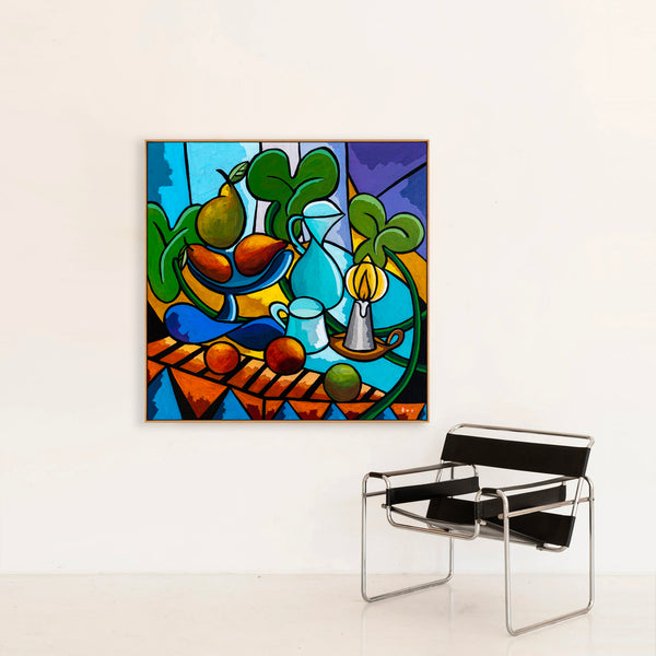 Abstract Painting - Original Wall Art – Large Oil & Acrylic on Canvas – Minimalist Abstract Wall Art – Mensa Lucis (40"x40" | 101x101cm)