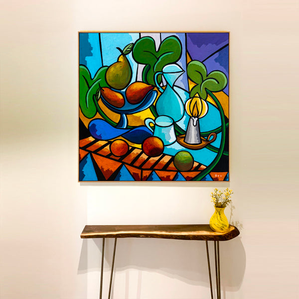 Abstract Painting - Original Wall Art – Large Oil & Acrylic on Canvas – Minimalist Abstract Wall Art – Mensa Lucis (40"x40" | 101x101cm)