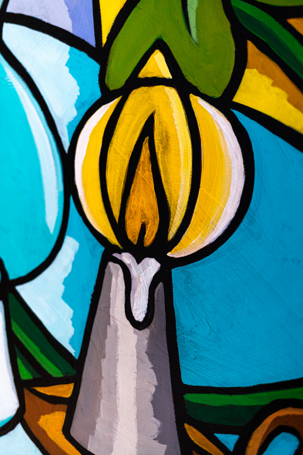 Abstract Painting - Original Wall Art – Large Oil & Acrylic on Canvas – Minimalist Abstract Wall Art – Mensa Lucis (40"x40" | 101x101cm)