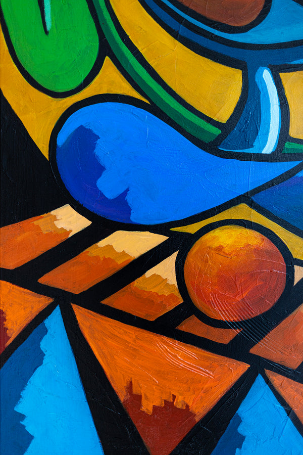 Large Teal Modern Abstract Wall Art — Original Oil Painting, Textured Canvas — "Mensa Lucis"