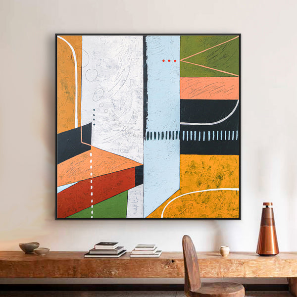 Large Original Geometric Abstract painting, Modern Canvas Wall Art for Exploration of Time & Space | Metaphysics