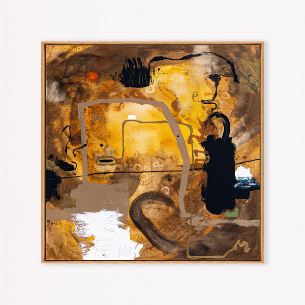 Abstract Painting - Original Wall Art – Oil & Acrylic on Canvas – Earth tone Contemporary Modern Art – Meursault (32"x32" | 81x81cm)