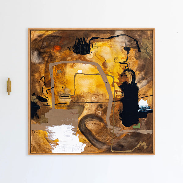 Abstract Painting - Original Wall Art – Oil & Acrylic on Canvas – Earth tone Contemporary Modern Art – Meursault (32"x32" | 81x81cm)