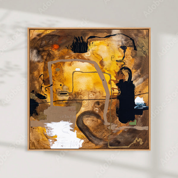 Abstract Painting - Original Wall Art – Oil & Acrylic on Canvas – Earth tone Contemporary Modern Art – Meursault (32"x32" | 81x81cm)