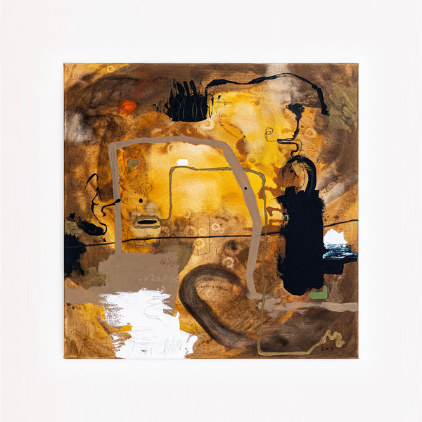 Abstract Painting - Original Wall Art – Oil & Acrylic on Canvas – Earth tone Contemporary Modern Art – Meursault (32"x32" | 81x81cm)
